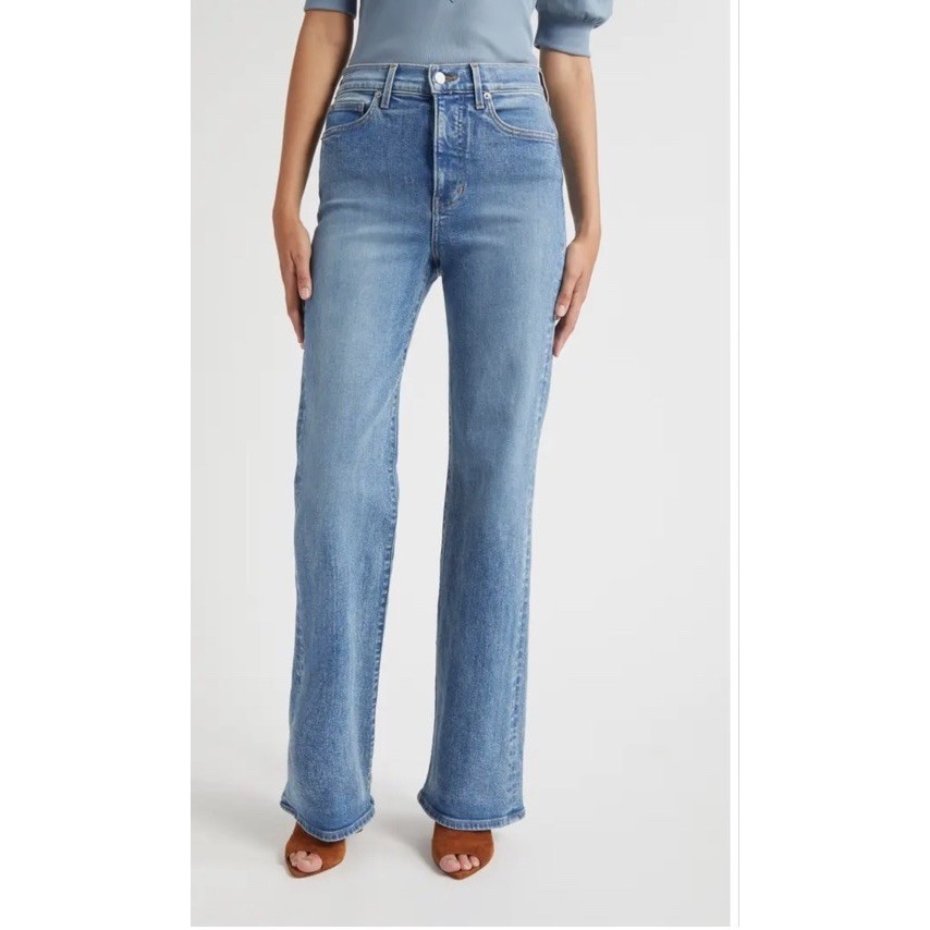 Nwt $348 Veronica Beard Crosbie Wide-Leg Jeans In Ripple Haze Size 32